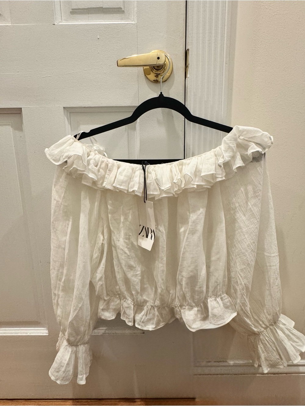 Zara Ruffled Off-Shoulder Top